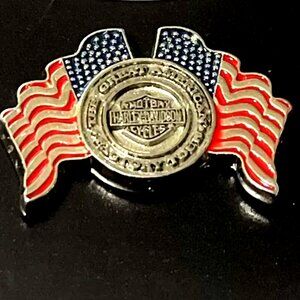 NEW Old Stock Harley Davidson Motorcycles Great American Factory Tour FLAG Pin